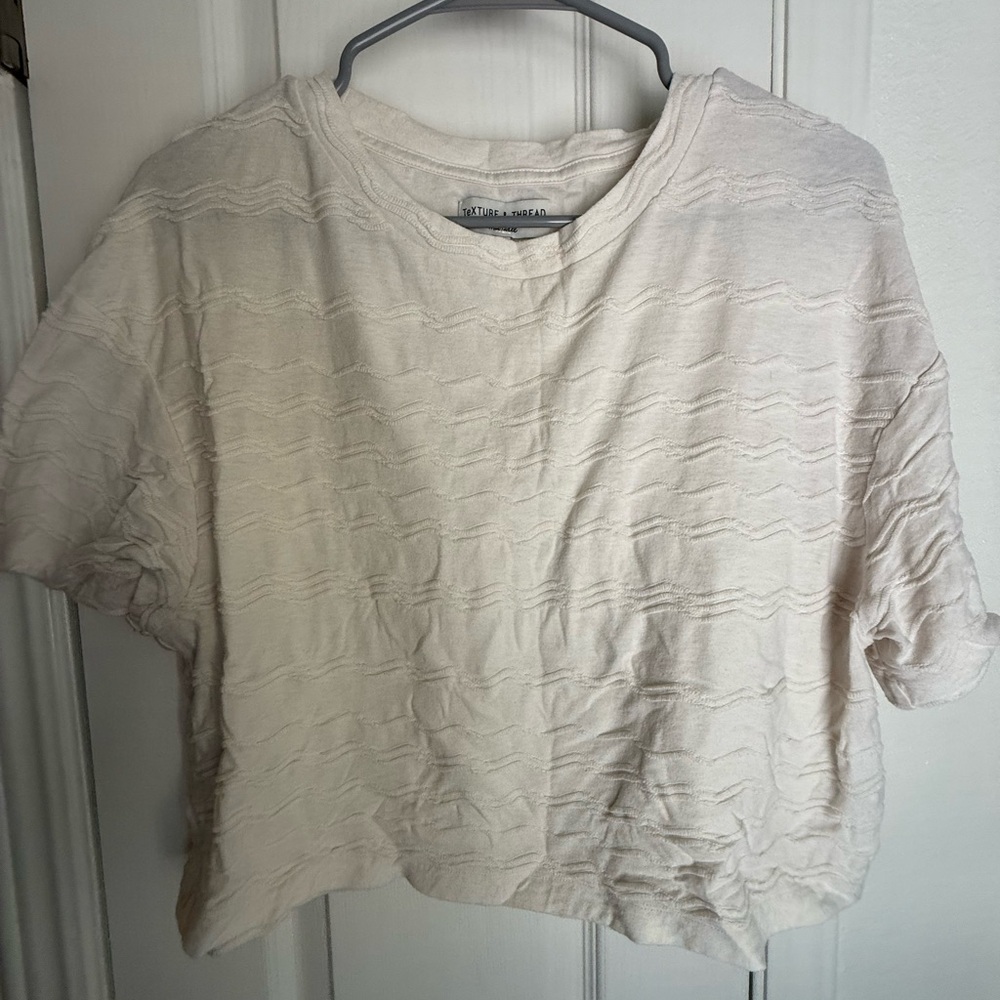 Madewell Cream Textured Short Sleeve Top